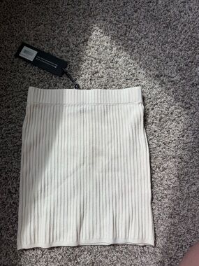 White Fox Boutique Ribbed Knit Mini Skirt - Cream
